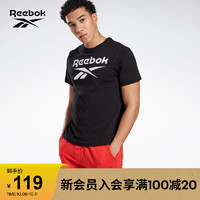 Reebok 锐步 官方男子FP9150基础版LOGO圆领舒适健身运动短袖T恤