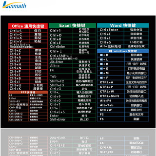 玲魅Linmath 鼠标垫快捷键鼠标垫大全键盘笔记本办公游戏锁边鼠标垫240*320MM【多款软件快捷键大全】黑色