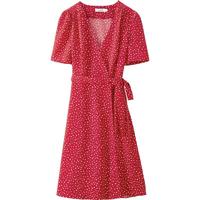 SENTUBILA 尚都比拉 女士V领连衣裙 112L35400 短款 红底花色 XL