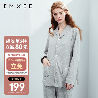 EMXEE 嫚熙 COSY舒畅系列 月子服两件套 春秋款 225g猫咪灰色 XL