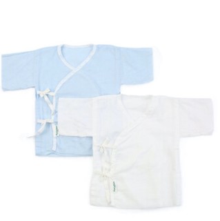 Purcotton 全棉时代 2000170201-059 婴儿短款纱布和袍 2件装  蓝色+白色 59/44码