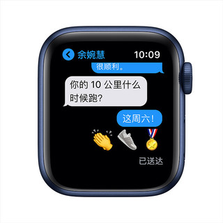 Apple 苹果 Apple Watch Series 6 智能手表 40mm GPS+蜂窝网络 蓝色铝金属表壳 深海军蓝色运动型表带 (血氧、GPS、扬声器)