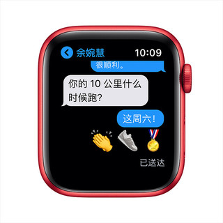Apple 苹果 Watch Series 6 智能手表 44mm GPS+蜂窝版 红色铝金属表壳 红色运动型表带 (血氧、GPS、扬声器)