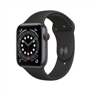 Apple 苹果 Watch Series 6 智能手表 44mm GPS+蜂窝版 深空灰色铝金属表壳 黑色运动型表带 (血氧、GPS、扬声器)