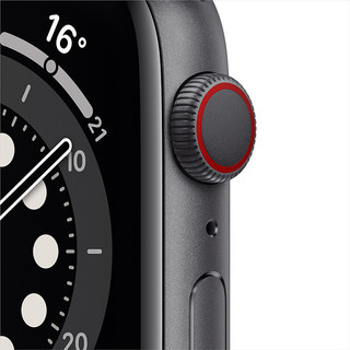 Apple 苹果 Watch Series 6 智能手表 44mm GPS+蜂窝版 深空灰色铝金属表壳 黑色运动型表带 (血氧、GPS、扬声器)