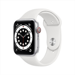 Apple 苹果 Watch Series 6智能手表 GPS+蜂窝款  44毫米不锈钢表壳 白色运动型表带M09D3CH/A