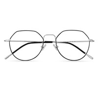 目匠 8029 黑银色纯钛眼镜框+1.74折射率 防蓝光镜片