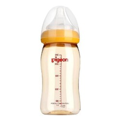 Pigeon 贝亲 宽口径奶瓶 玻璃材质婴儿奶瓶 新生儿宝奶壶 240ml黄色M奶嘴（3-6月