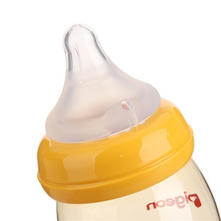 Pigeon 贝亲 经典自然实感系列 AA75 PPSU奶瓶 240ml 黄色 M 3月++BA60 奶嘴 2只装 L 6月+