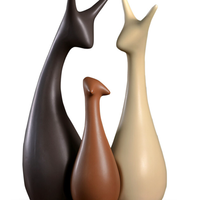 宏赫 一‘鹿’有你陶瓷摆件 三口鹿套装 创意装饰品工艺品