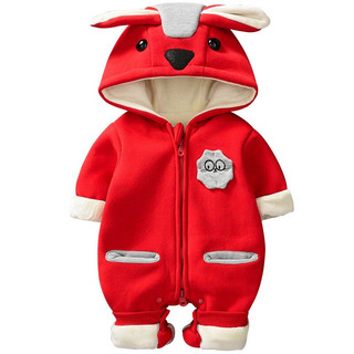 MAIDOUCHENGBAO 唛兜城堡 QP9002 婴儿长袖连体衣 红色 66cm