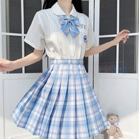 啦啦酱 海盐汽水 JK制服 女士格裙 JK037 浅色 42cm XS