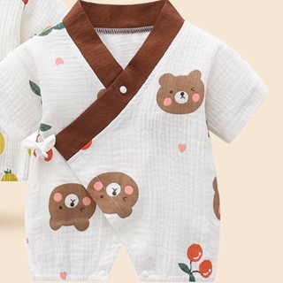 modomoma 绉纱系列 HY210119C 婴儿短袖印花和服 樱桃熊 59cm