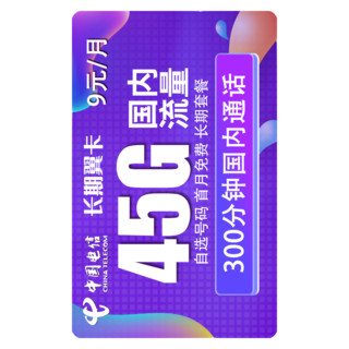 CHINA TELECOM 中国电信 5G长期翼卡 9元/月