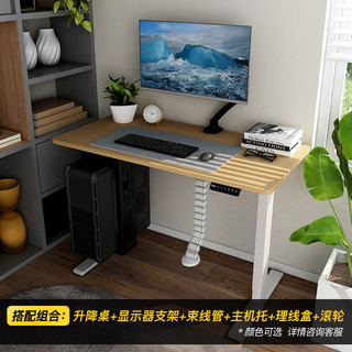 乐歌（Loctek）电动升降桌电脑桌台式家用 坐立办公工作桌写字桌 学习书桌增高升降台 黑色 搭配1.2米标准桌
