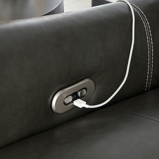 QuanU 全友 家居 沙发多功能三人位电动休闲躺椅USB充电智能进口头层牛皮皮沙发102920 反向电动皮沙发(扶1+1+1+转)