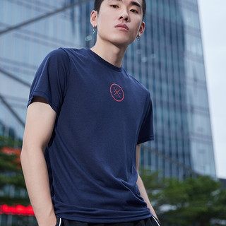LI-NING 李宁 韦德系列 男子运动T恤 ATSL055-1 墨水蓝 S