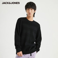 JACK&JONES; 杰克琼斯 【值得买杰克琼斯outlets秋季男士百搭黑白圆领舒适长袖针织衫