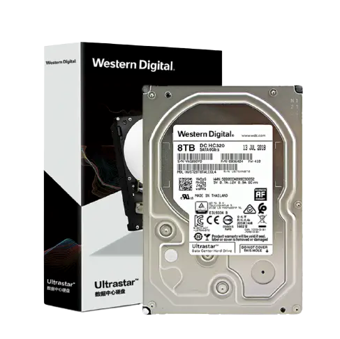 Western Digital 西部数据 Ultrastar DC HC320 8TB 3.5英寸 企业级硬盘 (7200rpm、CMR) HUS728T8TALE6L4