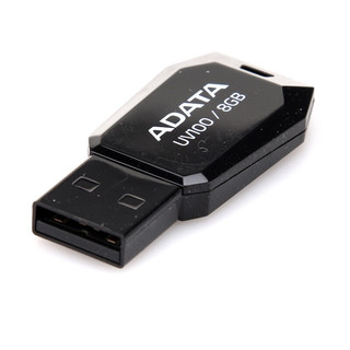 ADATA 威刚 UV100 USB 2.0 闪存U盘 黑色 8GB USB-A