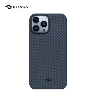 PITAKA 苹果 iPhone13/Pro/Max凯夫拉碳纤维磁吸防摔手机壳超薄散热保护壳 黑蓝斜纹 iPhone 13 Pro