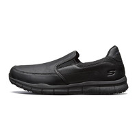 SKECHERS 斯凯奇 WORK系列 男士休闲皮鞋 77157 黑色 44