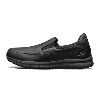 SKECHERS 斯凯奇 WORK系列 男士休闲皮鞋 77157 黑色 42