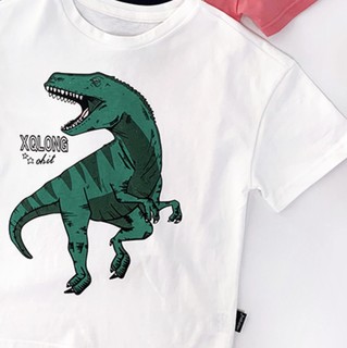 小青龙 A1036 儿童短袖T恤 白色恐龙 100cm