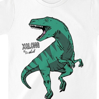 小青龙 A1036 儿童短袖T恤 白色恐龙 90cm