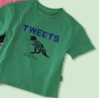 小青龙 A1036 儿童短袖T恤 绿小恐龙 140cm