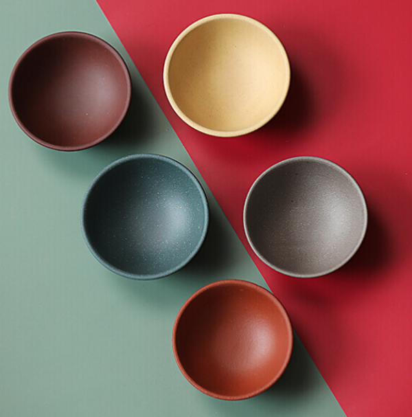 故宫文创 小罐茶茶具 五色莲瓣杯(5杯礼盒) 故宫紫砂礼盒