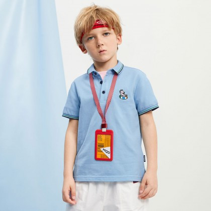 马骑顿 920230401 男童短袖T恤 浅蓝 140cm