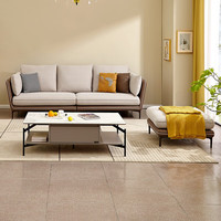 QuanU 全友 102651A 现代布艺沙发 左2+右2+脚凳 深咖色