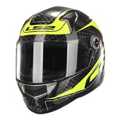 LS2 碳纤维摩托车头盔 12K 单镜片版 黄频率