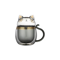 大英博物馆 高颜值、高逼格泡茶神器，盖亚·安德森猫咖啡杯—带盖双层玻璃杯
