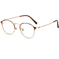 潮库 88008 红金色纯钛眼镜框+1.67折射率 防蓝光镜片