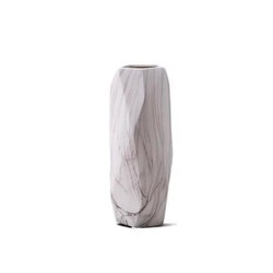 Hoatai Ceramic 华达泰陶瓷 陶瓷花瓶摆件 石纹几何款大号+2束尤伽绿