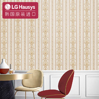 LG Hausys 1005-2 3D深压浮雕欧式墙纸 哥特竖条纹 奶油金