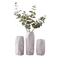 Hoatai Ceramic 华达泰陶瓷 石纹几何花瓶三件套+尤伽绿*2束
