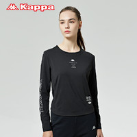 Kappa 卡帕 长袖图案衫女运动卫衣休闲上衣针织圆领上衣