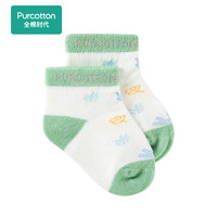 Purcotton 全棉时代 幼儿短筒提花袜绿色