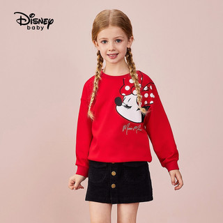 Disney 迪士尼 女童卡通印花圆领卫衣