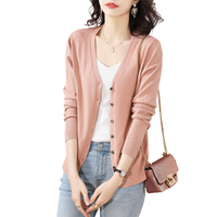 苏醒的乐园 女士V领针织开衫 SXZZS2100725 粉色 S