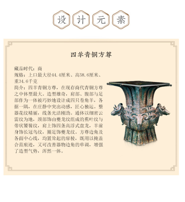 中国国家博物馆国博镇馆之宝带回家四羊方尊名片夹61x100x30mm不锈铁