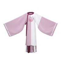 CHIXIA 池夏 改良 汉服 知秋:扶疏 女士圆领袍一片式褶裙 S11019 浅紫粉 S