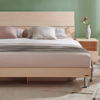 QuanU 全友 106302+105001+106302 实木框架床+床垫+衣柜+床头柜套装