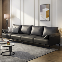 QuanU 全友 102663B-1 轻奢皮艺沙发 左2+右2 深黑灰