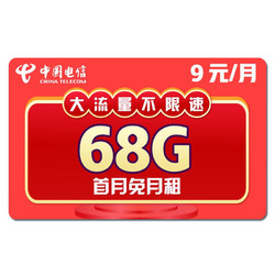 CHINA TELECOM 中国电信 灵光卡 9元月租（65GB通用流量+30GB定向流量+100分钟通话）