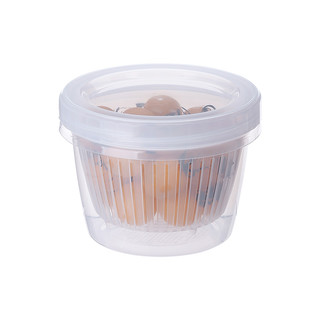 NAKAYA日本进口葱花保鲜盒厨房冰箱沥水盒葱姜蒜收纳盒食品密封盒 圆形沥水保鲜盒500ml（11.2*8.5cm）