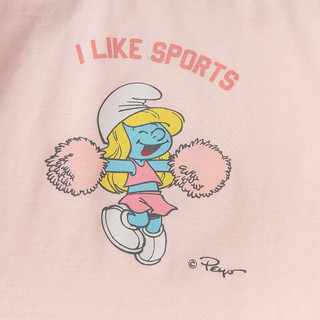 dave&bella 戴维贝拉 DBM18378 儿童短袖T恤 蓝精灵IP款 粉色 120cm